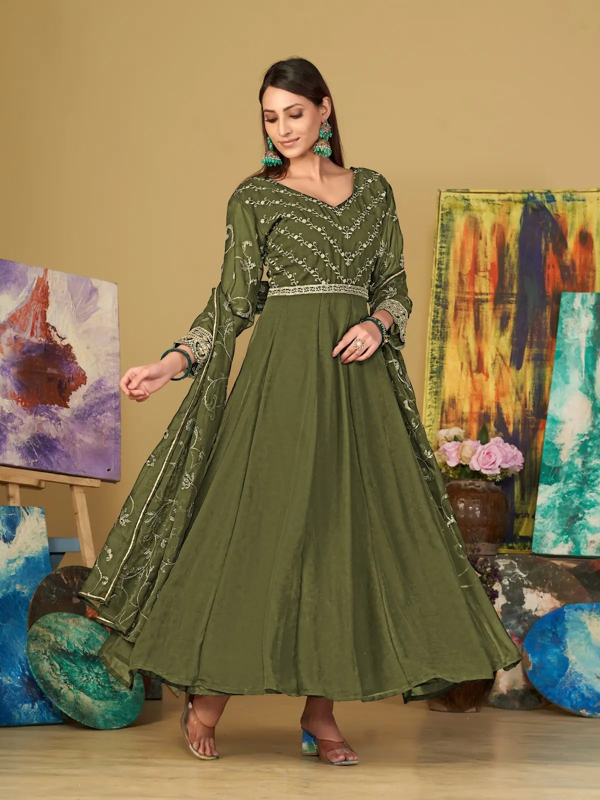 Premium Festive Anarkali Suit with Designer Embroidery