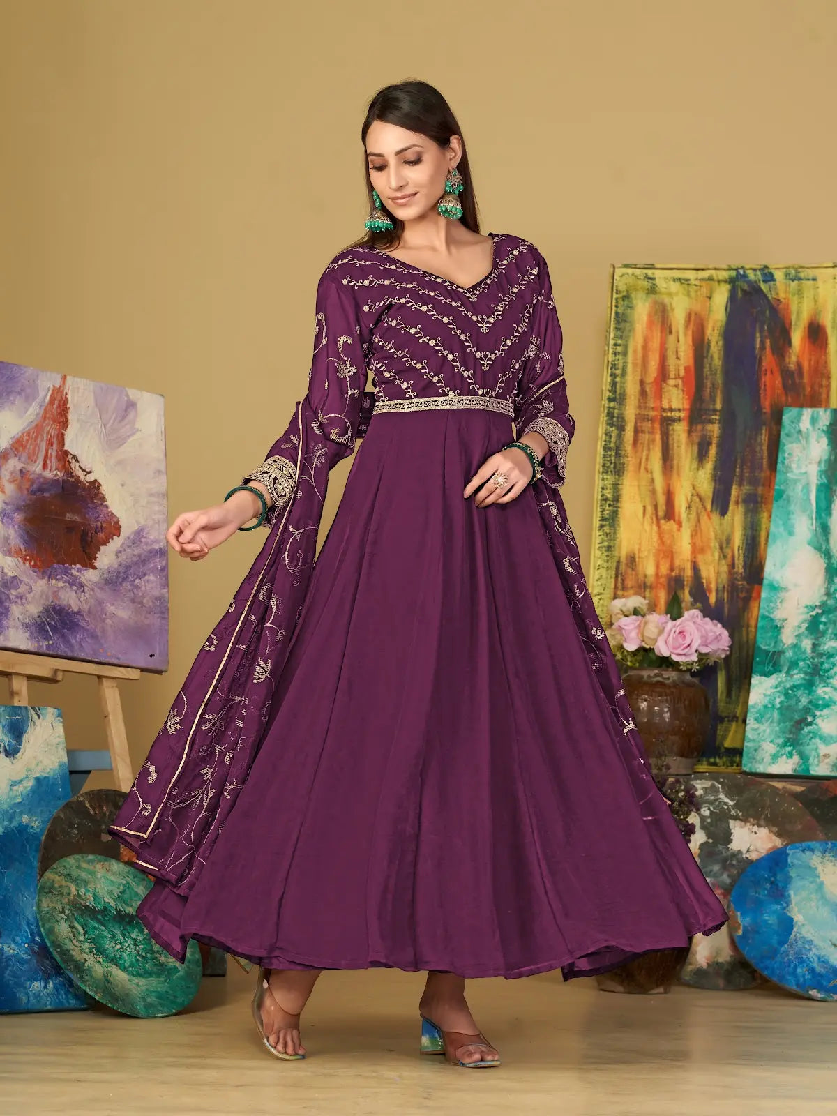 Premium Festive Anarkali Suit with Designer Embroidery