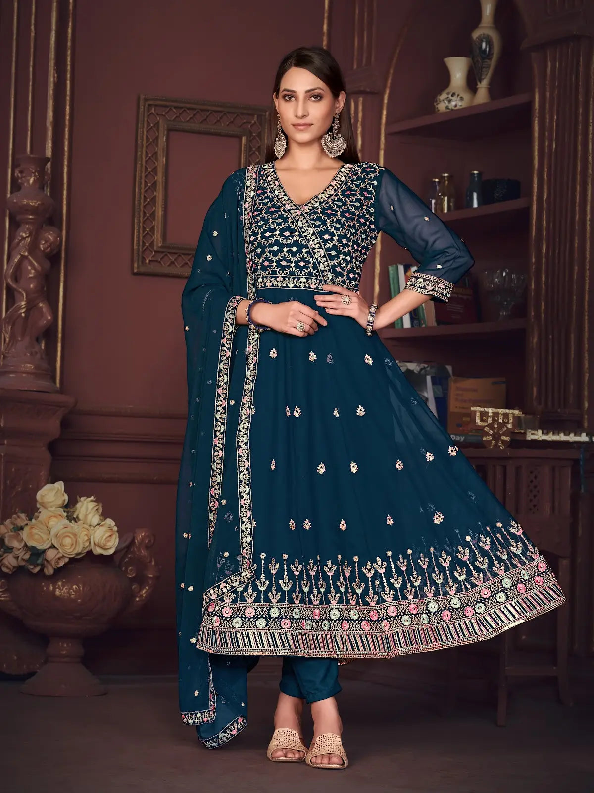 Royal Party Wear Anarkali Suit with Heavy Embroidery