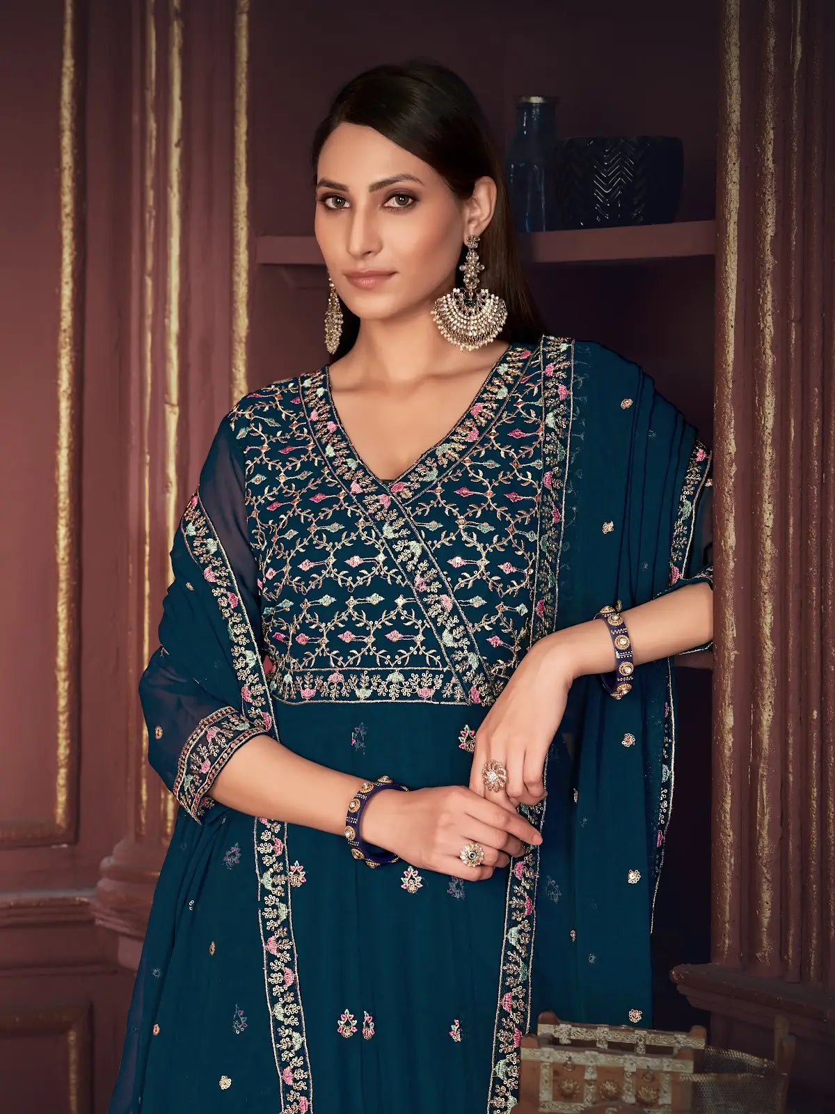 Royal Party Wear Anarkali Suit with Heavy Embroidery