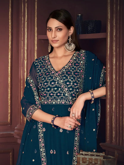 Royal Party Wear Anarkali Suit with Heavy Embroidery