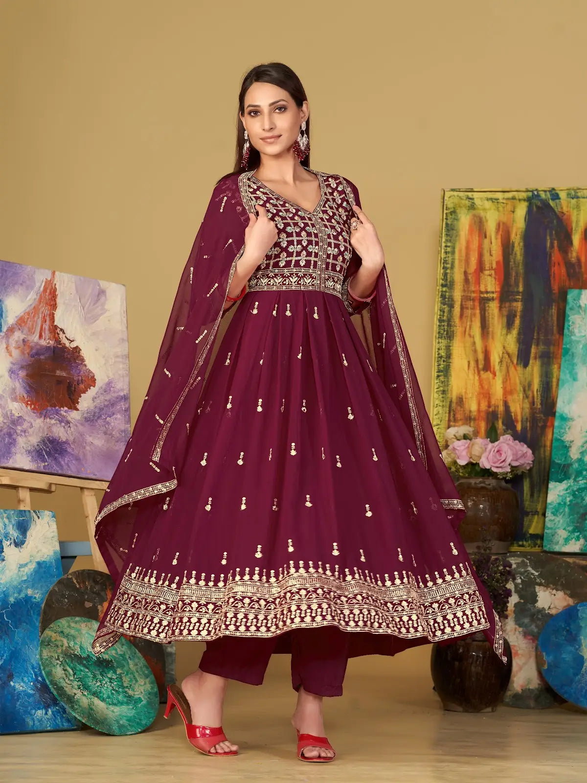 Gorgeous Designer Anarkali Suit with Heavy Work
