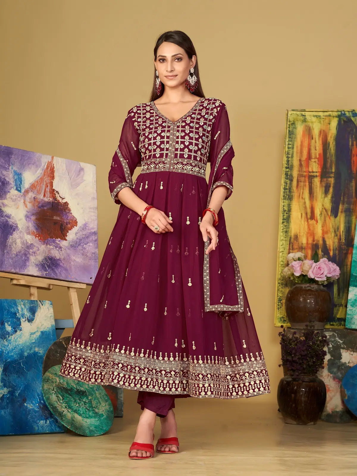 Gorgeous Designer Anarkali Suit with Heavy Work