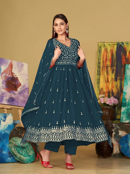 Elegant Party Wear Anarkali Suit with Embroidery