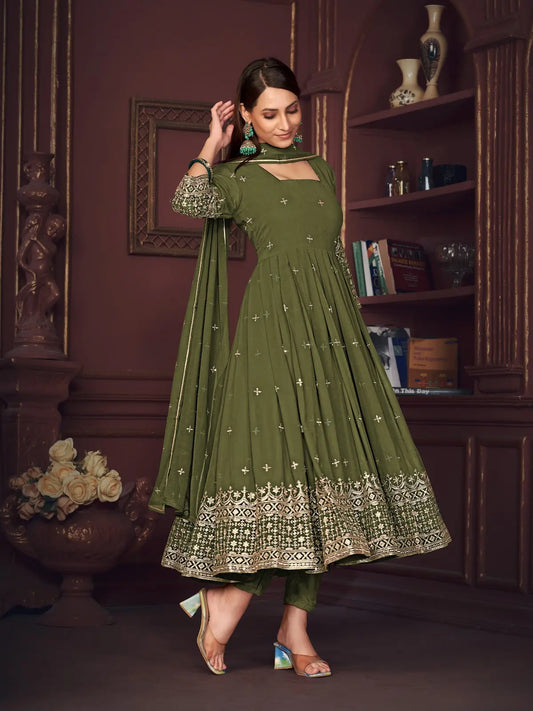 Trendy Party Wear Anarkali Suit with Dupatta Set