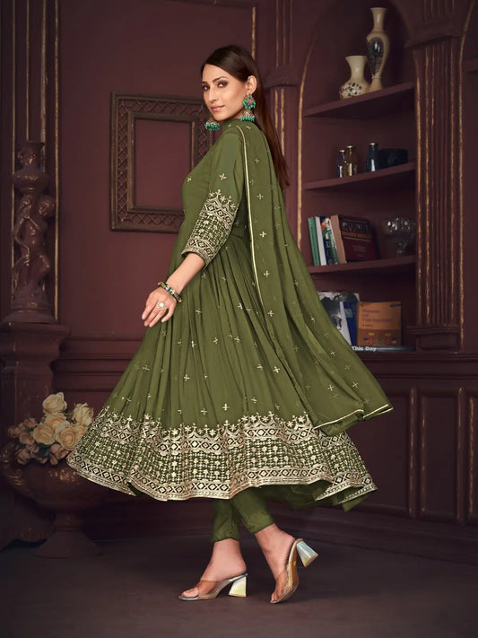 Trendy Party Wear Anarkali Suit with Dupatta Set