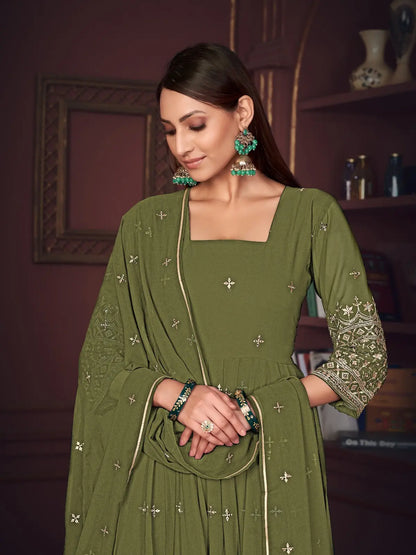 Trendy Party Wear Anarkali Suit with Dupatta Set