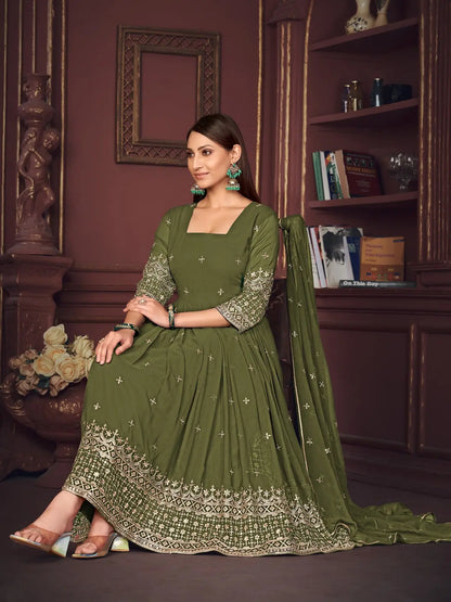 Trendy Party Wear Anarkali Suit with Dupatta Set