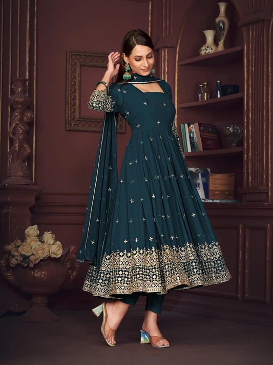 Stylish Ethnic Anarkali Suit with Fancy Embroidery