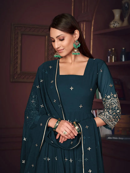 Stylish Ethnic Anarkali Suit with Fancy Embroidery