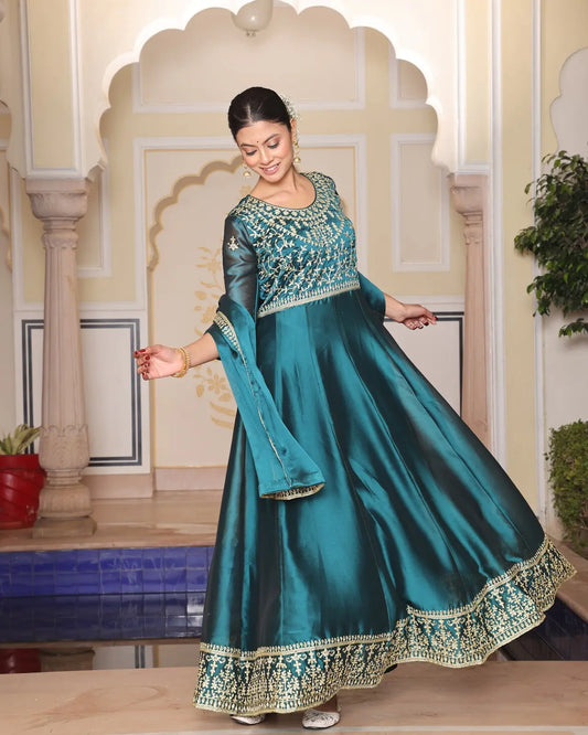 Trendy Party Wear Anarkali Suit with Elegant Dupatta