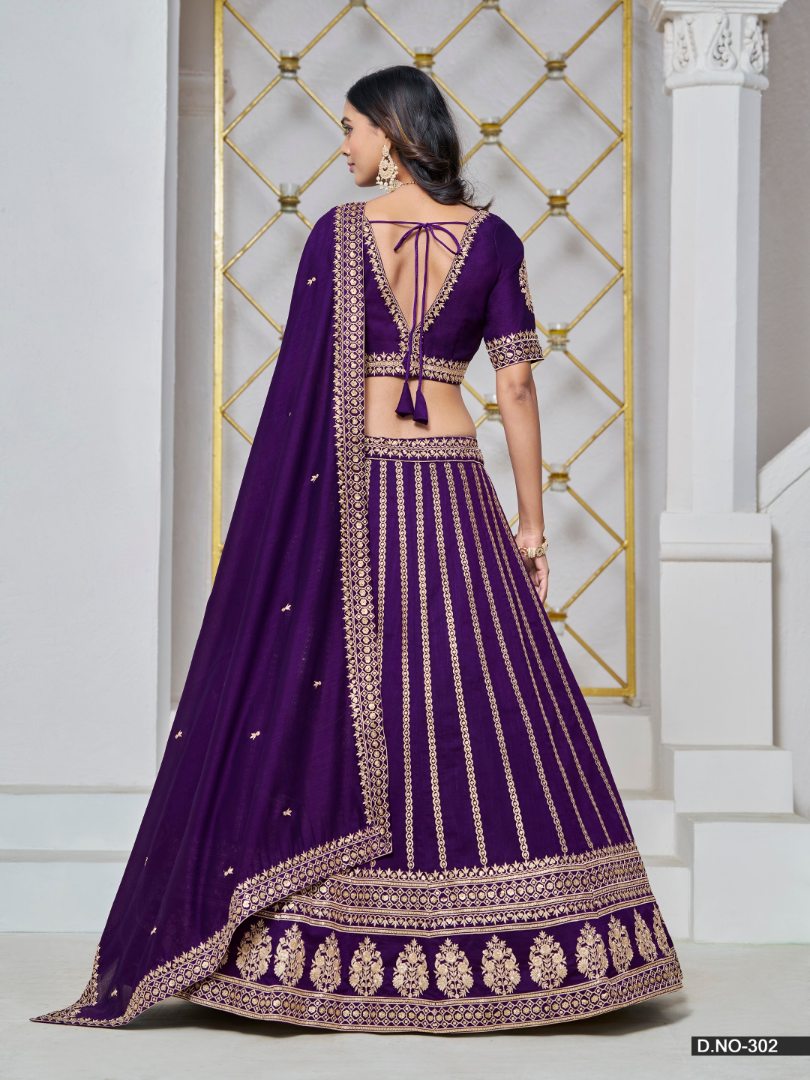 Purple Embroidered Art Silk Designer Lehenga With Blouse