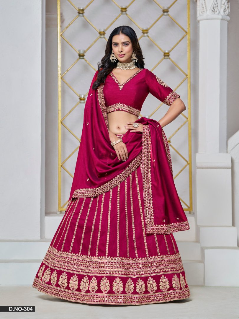 Rani Pink Embroidered Art Silk Designer Lehenga With Blouse
