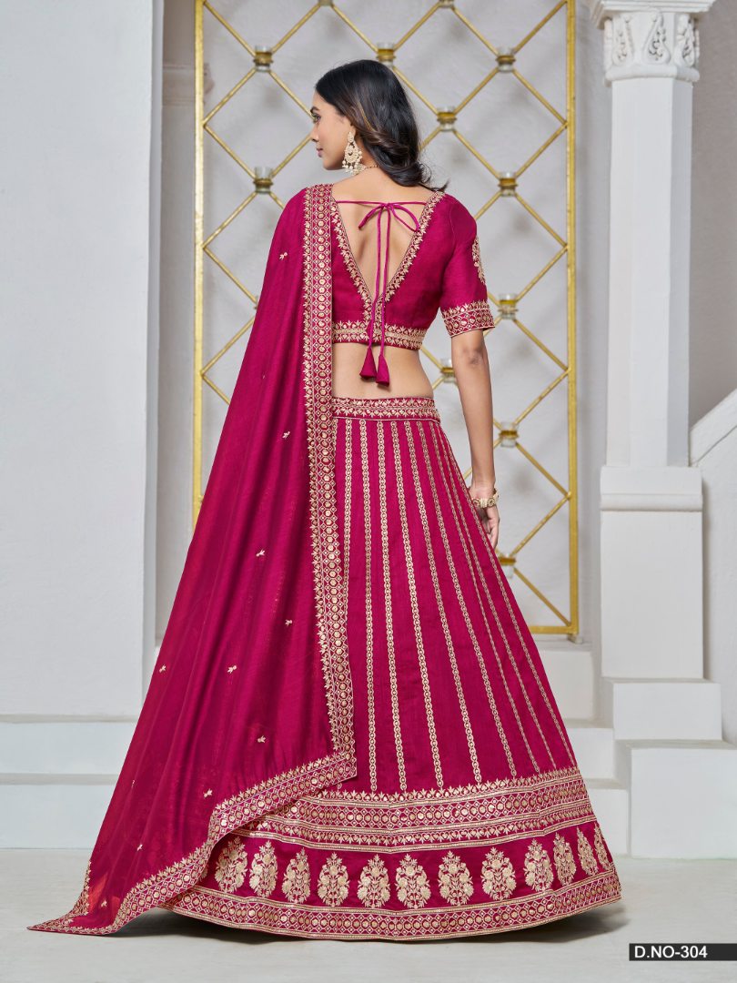 Rani Pink Embroidered Art Silk Designer Lehenga With Blouse