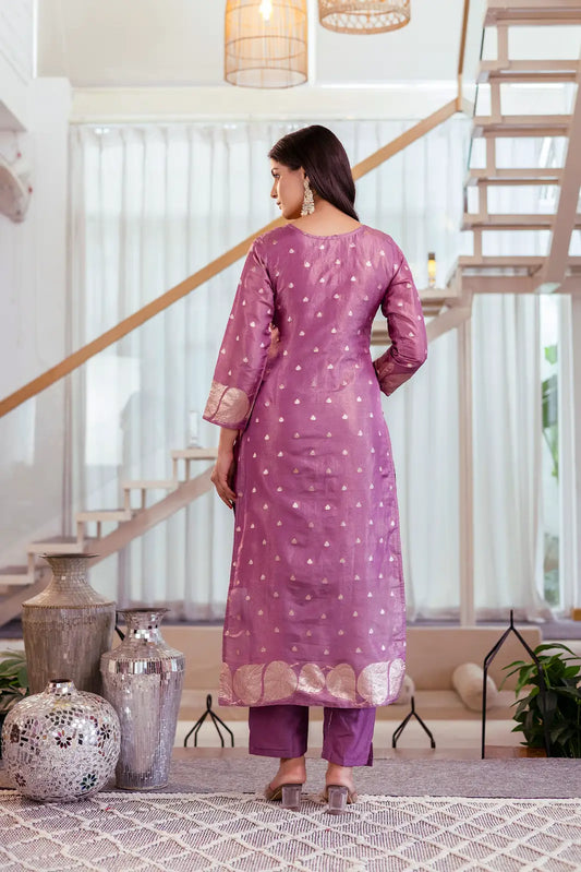 Women's Beautiful Jacquard Butti Work Simmer Jacquard Fabric Straight Kurta Pant and Dupatta Set
