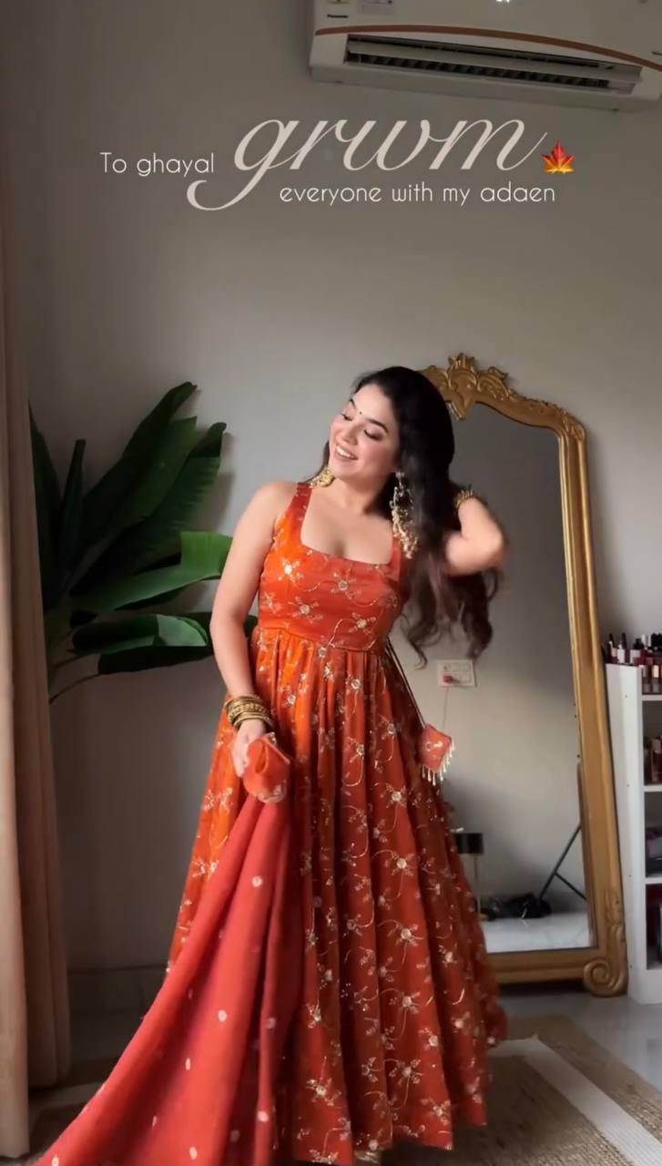 Elegant Anarkali Suit  Party Wear Women's Anarkali Dress