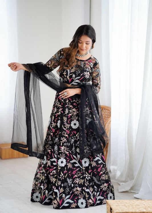 Heavy Embroidered Lehenga Choli with Net Dupatta Style 011