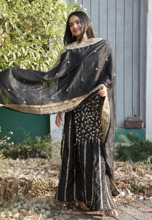Women's Chinon fabric Embroidery work Kurta with Lehenga and Dupatta set