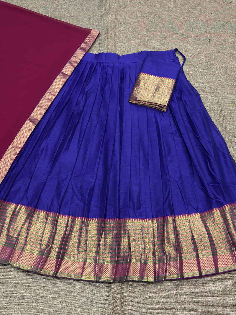 Royalblue Kanchi Cotton Zari Weaving Work Semi-stitched Lehenga Choli with Dupatta