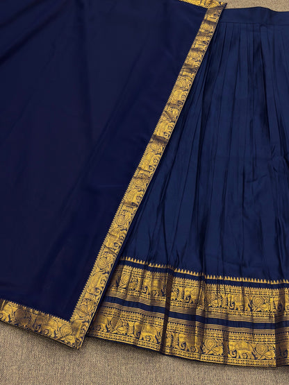 Navyblue Kanchi Cotton Zari Weaving Work Semi-stitched Lehenga Choli with Dupatta