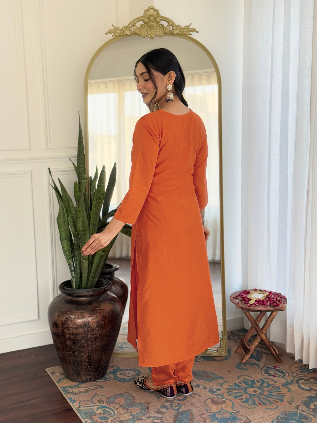 Women Gorgeous Embroidery Rayon Fabric with Straight Kurta, Pant and Dupatta Set