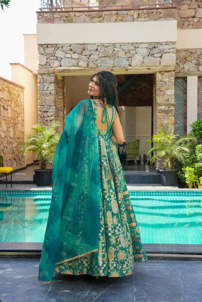 Festive gown collection with dupatta Green