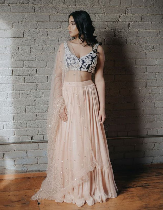 Zariya Turquoise Party Wear Lehenga HKV-00210 PEACH