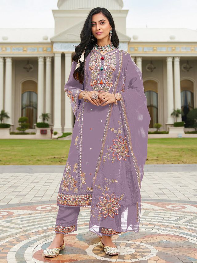 Beautiful Ethnic Partywear Designer Embroidered Suit