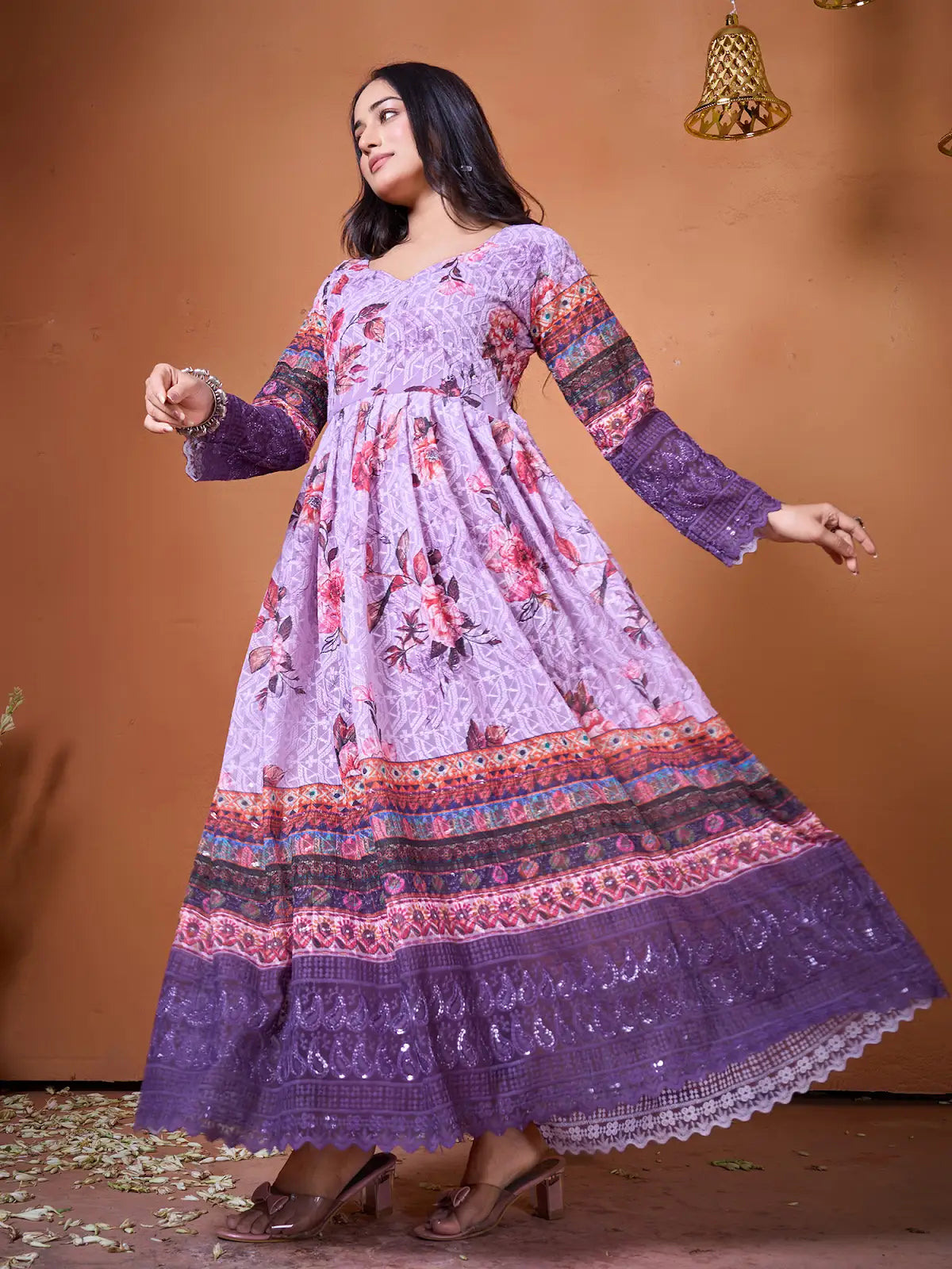 Light Purple Designer Kurti Elegant Ethnic Wear