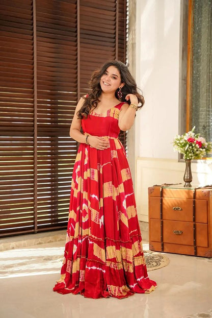 Party wear readymade muslin gown collection Red