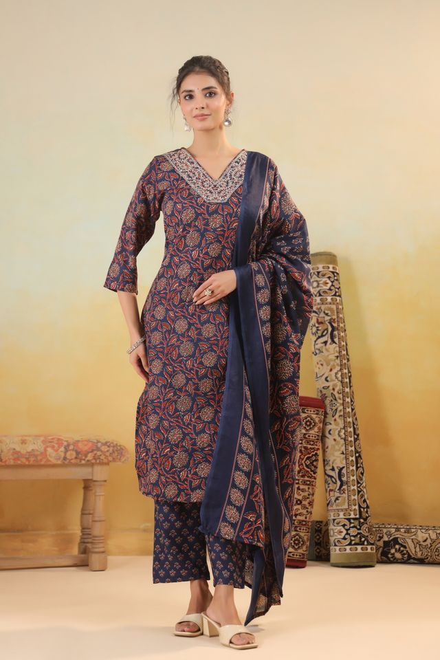 Cotton Fabric Stylish And Trendy Kurta Set For Ethnic Girls