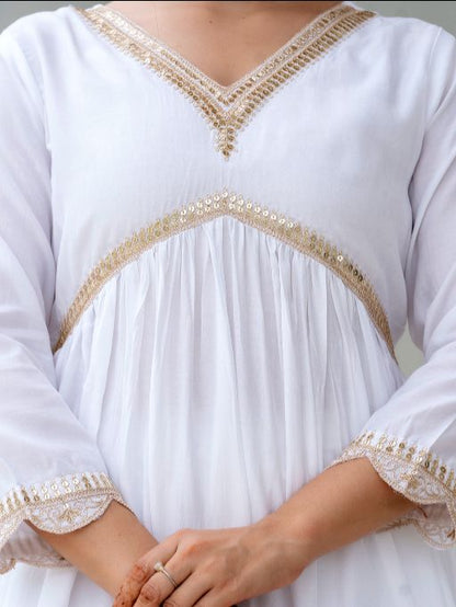 Women's Gorgeous Embroidery Chandrei Fabric Straight Kurta, Pant and Dupatta Set 463