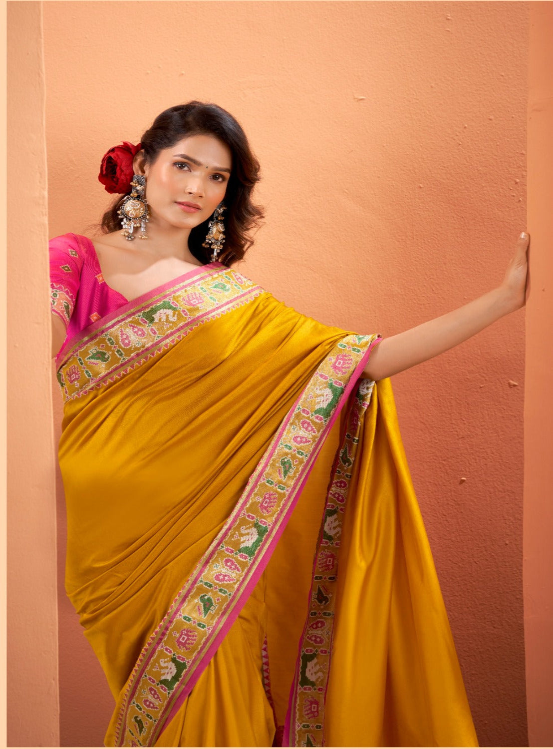 Yellow silk zari weaving with classic patola saree With blouse