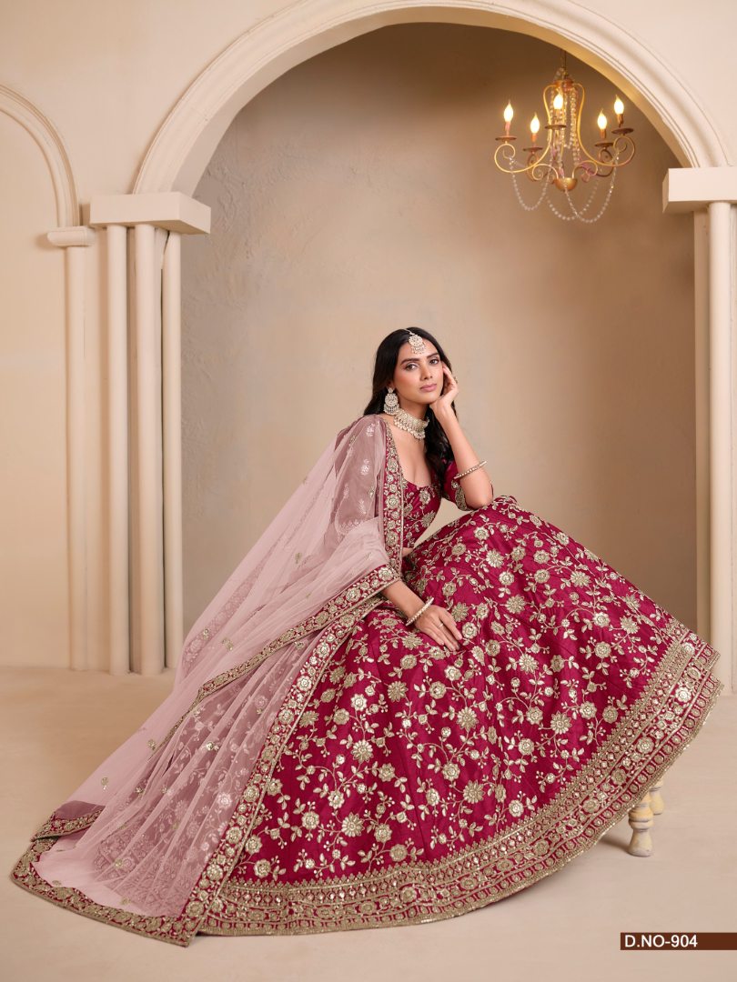 Red Art Silk Designer Lehenga With Blouse