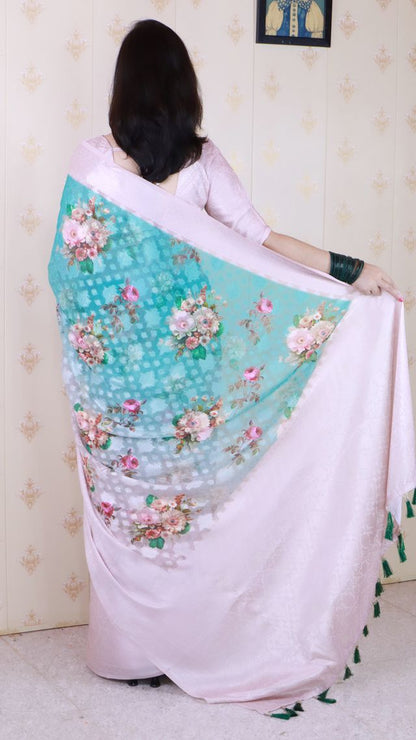 Pink Color Beautiful Partywear Ethnic Saree