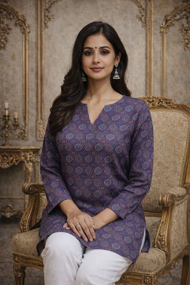 Purple Color Designer Digital Printed Formal Rich Looks Kurta For Girls