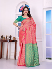Pink Color Art Silk Fabric Woven Designer Traditional Rich Saree