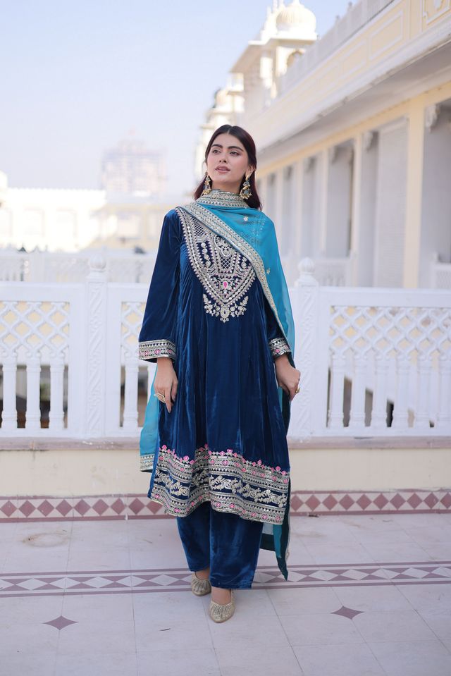 Rama Color Designer Ethnic Heavy Partywear Suit For Ceremonial Looks