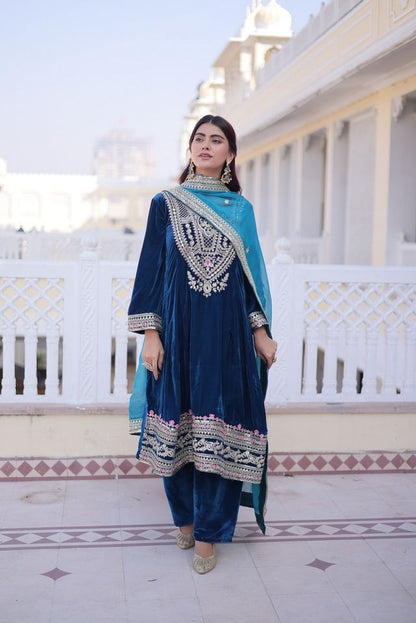 Rama Color Designer Ethnic Heavy Partywear Suit For Ceremonial Looks
