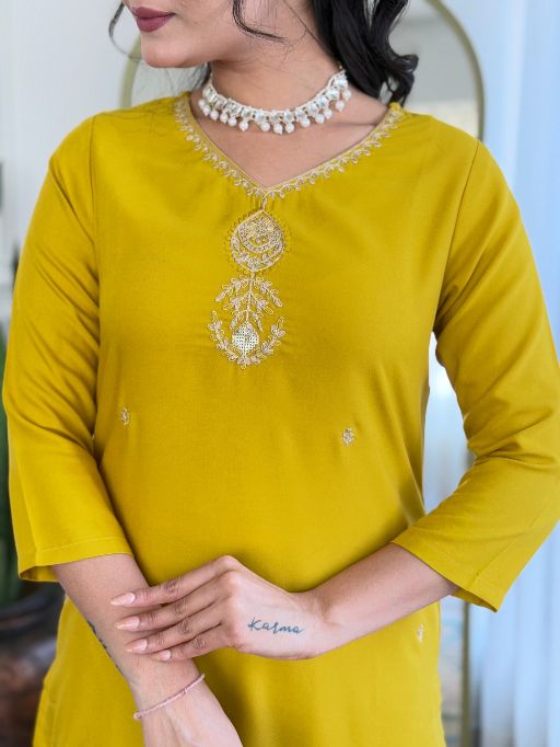 Women Beautiful Embroidery Rayon Fabric with Straight Kurta, Pant and Dupatta Set