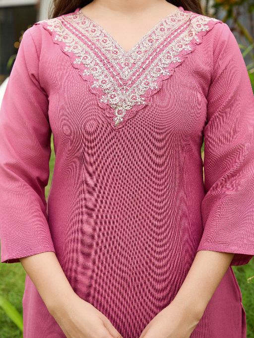 Women Beautiful Embroidery Rayon Fabric with Straight Kurta, Pant and Dupatta Set 698