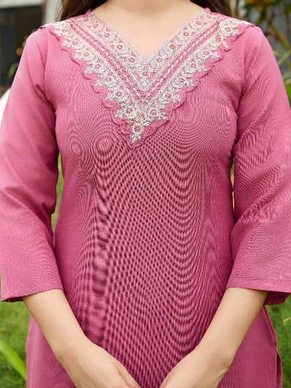 Women Beautiful Embroidery Rayon Fabric with Straight Kurta, Pant and Dupatta Set 698