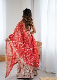 Traditional  Designer Lehenga Choli with Intricate Embroidery Orange
