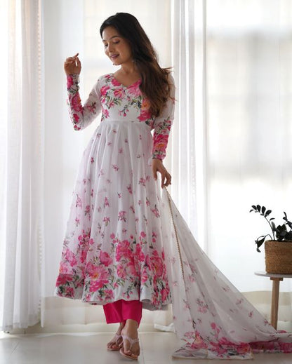 white anarkali gowan,white simple gowan,dance outfit, high qulity product,