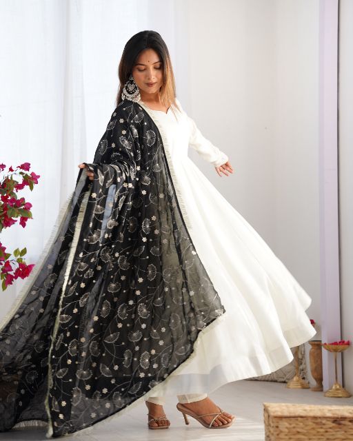 Anarkali Kurta Gown is a stunning traditional Indian outfit that combines elegance