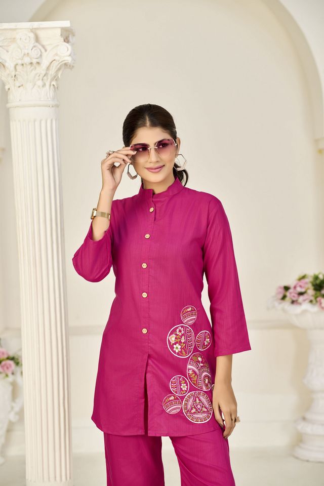 Pink Color Rayon Slub Fabric Beautiful Festive Wear Salwar Kameez