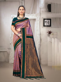 Purple Color Silk Blended Woven Designer Ethnic Partywear Saree