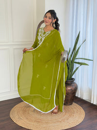 Gorgeous Chikankari Work with Pure Cotton Fabric Straight Kurta, Pant and Dupatta Set