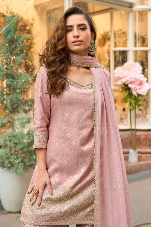 Viscose Silk Readymade Plazzo Suit with Embroidery Work