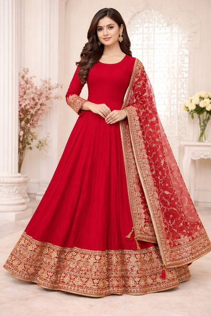 Rani Pink Chinon Readymade Sharara Suit with Embroidery Work